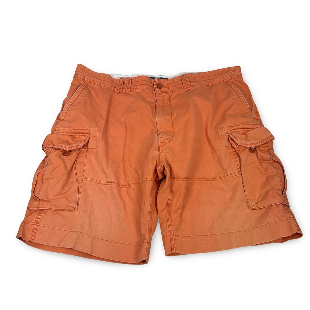 Vintage Polo‎ Ralph Lauren Mens Orange Cotton Twill Cargo Shorts 42 Classic Fit